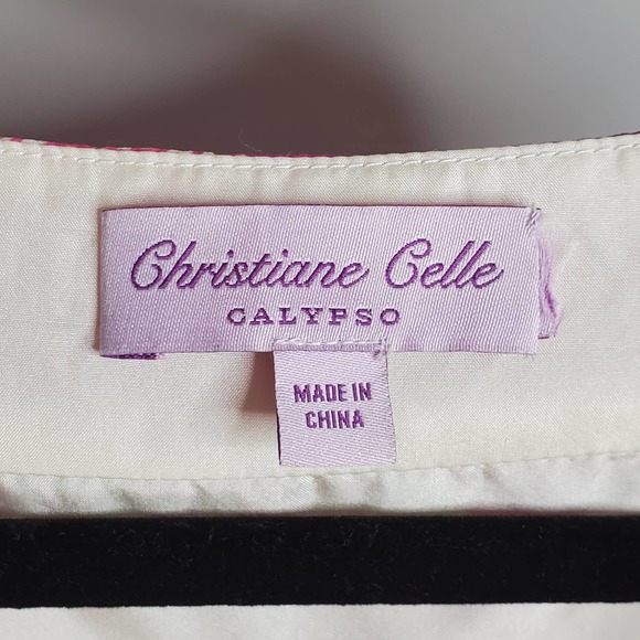 CALYPSO CHRISTIANE CELLE Pink Embellished Short Sleeve Silk Mini Dress Sz S/M - Picture 5 of 7